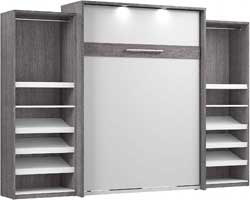 Bestar Cielo Queen Murphy Bed with 2 Closet Organizers