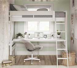 Space-Saving Loft Bed with Ladder and Desk