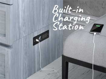 Built-in Charging Station to Re-Charge Phones, Tablets, Electronics