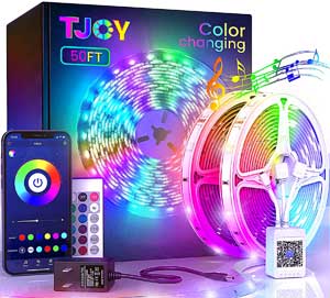 Color-Changing Strip Lights Attach to Loft Style Bunk Bed Above Desk Underneath