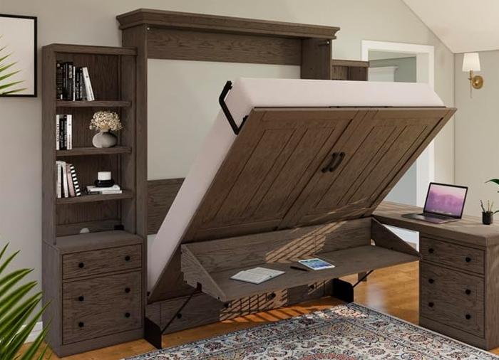 Folding Wall Bed with Desk Underneath