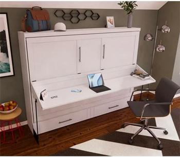 Hideaway Wall Bed with Fold Down Desk for Home Office 