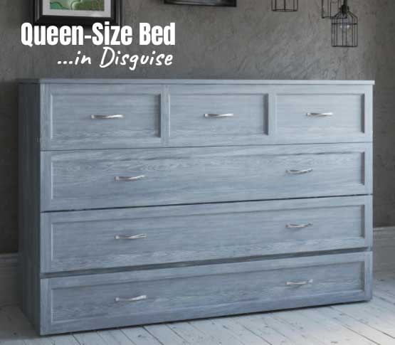 Queen Size Cabinet Bed Disguised as a Wooden Dresser