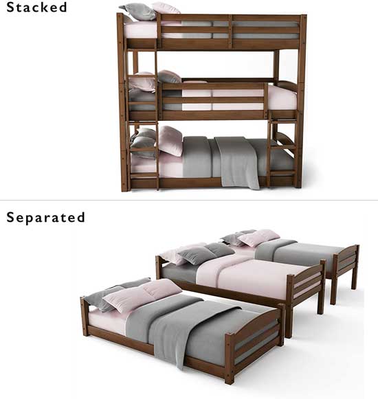 TripleBunk Bed Kit Disconnects into 3 Separate Beds