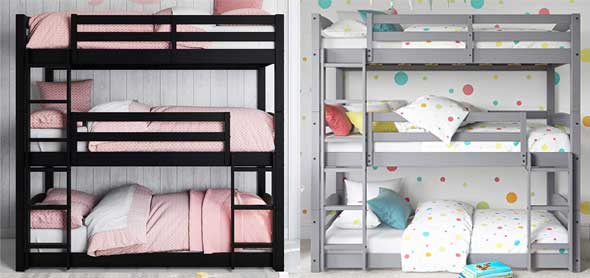 Triple Bunk Beds in Black and Grey